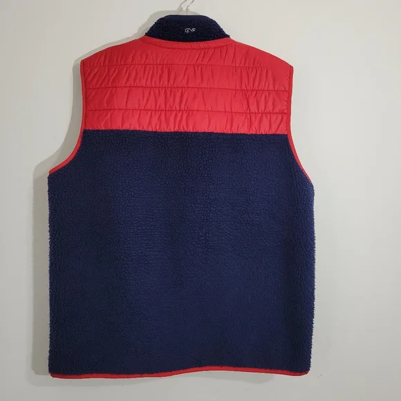 Vineyard Vines Performance Men's Puffer Polyester Vest Size XL Red Blue - Picture 3 of 13